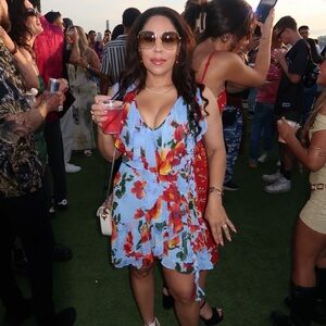 Misa Los Angeles Floral Mini Dress - Blue and Red